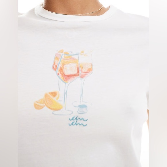 Abercrombie & Fitch Tops - Abercrombie & Fitch Skimming Tee Aperol Spritz Graphic T-Shirt Cin Cin White M